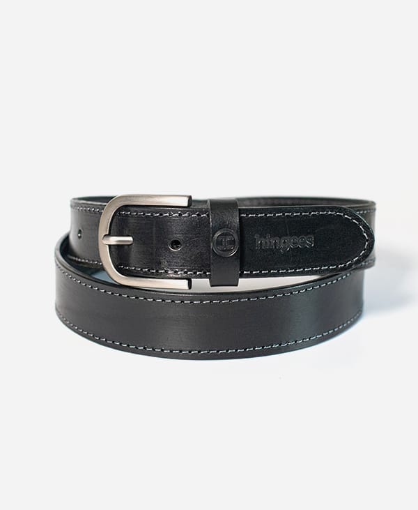 Leather Belt - Black (Threaded)