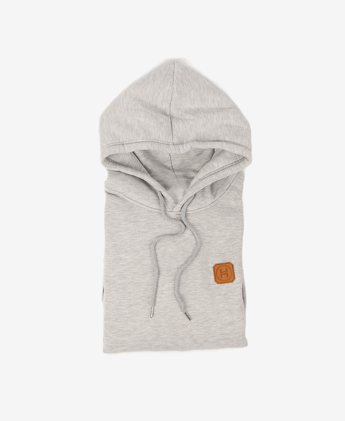 Leather Patch Hoodie — Ash (Heather Grey) - Image 5