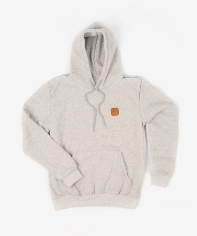 Leather Patch Hoodie — Ash (Heather Grey)