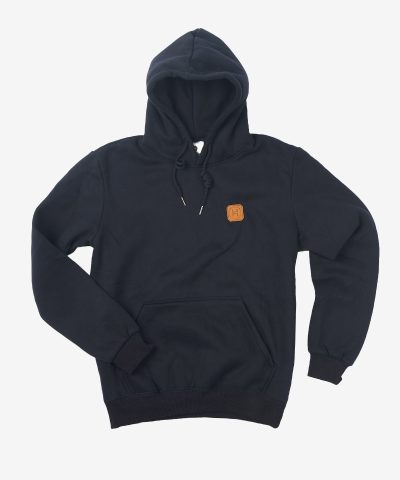 Leather Patch Hoodie — Navy