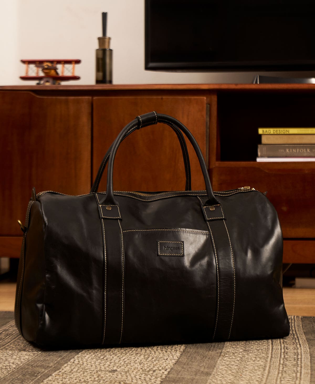 The Leather Duffel — Black - Image 8